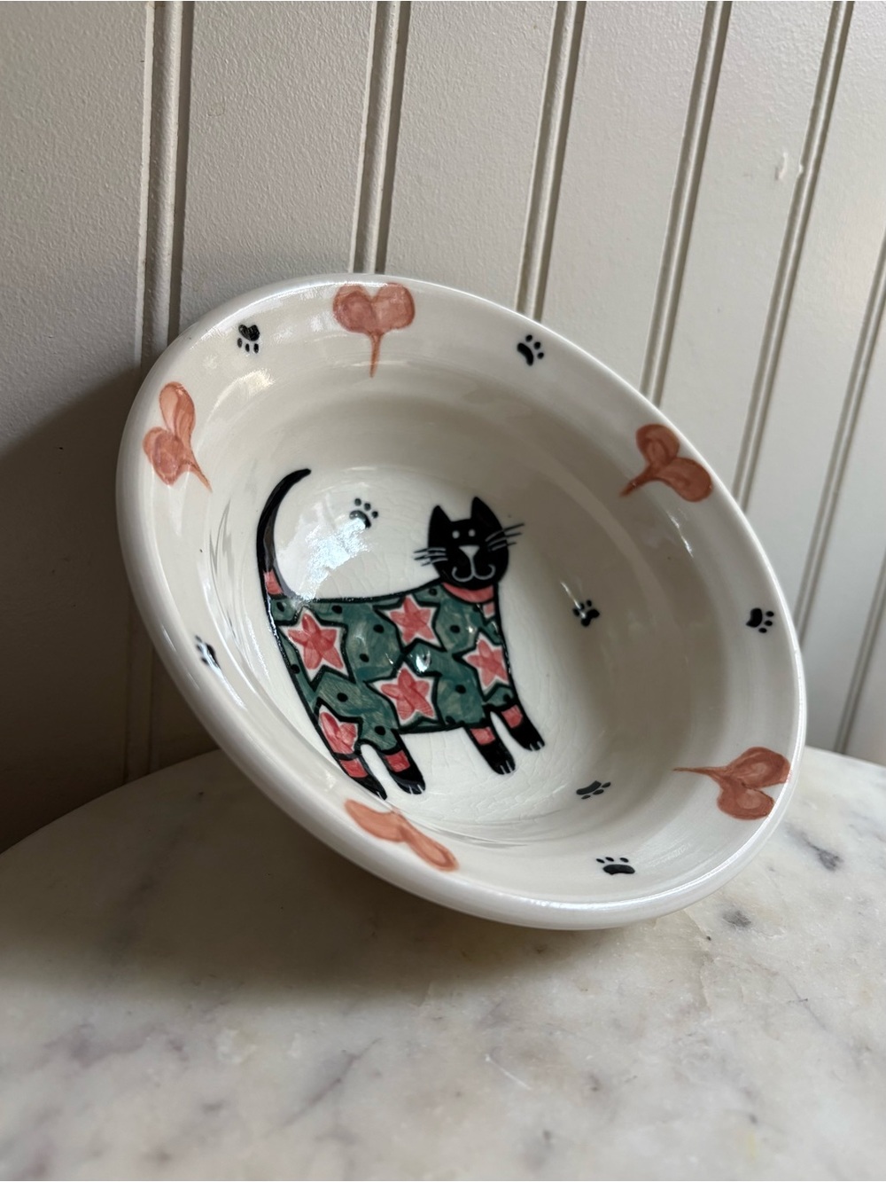 Vintage Margie Weinstein Whimsical Black Cat Ceramic Bowl Studio Pottery Artist - Picture 2 of 9